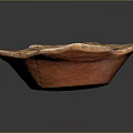Traditional Ceramic Bowl With Red Brown Color And Wavy Edge Decorative Pattern