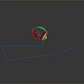 Blue Computer Headphones With Black Earpads Curved Cable And Reflection On Gray Background