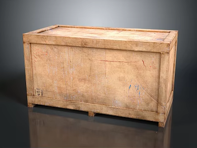 Vintage Wooden Storage Crate With Worn Texture And Marks On Smooth Surface 3d model