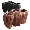 Natural Wood Grain Decorative Ornament Set with Irregular Tree Stump Shape and Black Brown Color