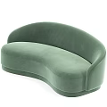 Green And Brown Velvet Sectional Sofas With Curved Design And Soft Cushions