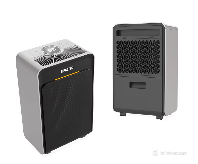 SHINCO Modern Gray Black Dehumidifiers With Control Panel Large Grid And Handle Design 3d model 