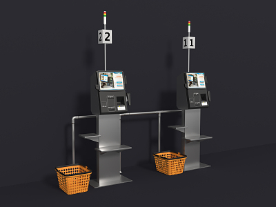 Modern Cashier Supermarket Self-service Cashier 3d model