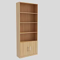 Light Wood Wooden Bookshelf With Multiple Open Shelves Bottom Cabinet For Home Storage