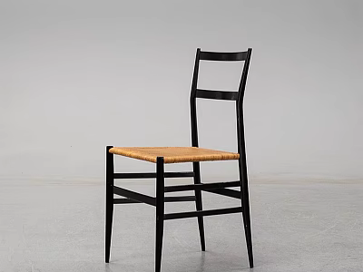 Modern Black Frame Dining Chair With Cane Seat For Minimalist Home Interior Design 3d model
