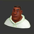 3D Model of a Man Wearing White Hoodie Head in Gray Background with Reflection