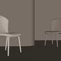 Stylish White and Brown Dining Chairs with Woven Texture Backrest in Minimalist Interior Space
