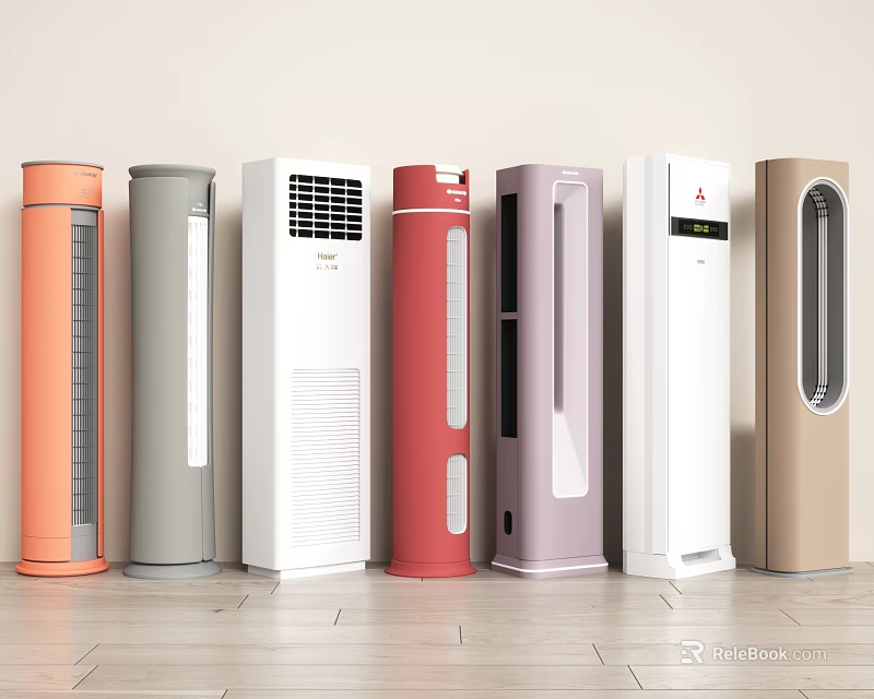 Modern Tower Air Cooler Fans with Sleek Designs and Various Color Options for Home Use 3d model 
