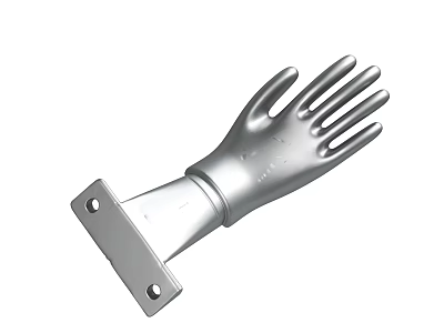Silver Metal Hand Shaped Decorative Bracket With Mounting Base And Holes 3d model
