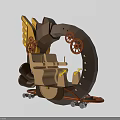 Fun Play Equipment With Circular Structure Gear Decorations And Beige Seats