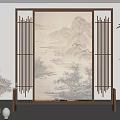 New Chinese Style Screen Partition Silk Cloth 3d model