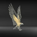 Eagle Decorative Ornament Metal Sculpture With Golden Wings And Hollow Out Design For Home Decor
