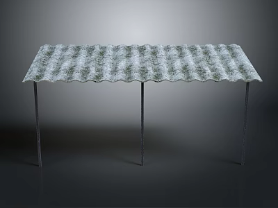 Corrugated Roof Structure With Metal Supports And Textured Surface Design 3d model