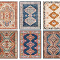 Traditional Square Rugs With Colorful Geometric Patterns And Various Designs 3d model