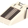 Vintage Mechanical Calculator Featuring Cream Body Brown Keypad And Paper Roll Handle