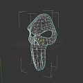 Silver Skull Mask With Long Chin On Dark Background