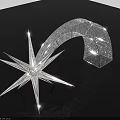 Sparkling Silver Art Installation Featuring Star Shape And Curved Arch With Reflection