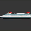 3D Rendered Colorful Cruise Ship With Multi Decks And Reflections