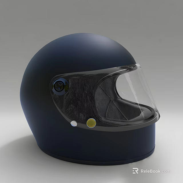 Essential Dark Blue Helmet With Transparent Visor And Side Adjustment Knobs 3d model 