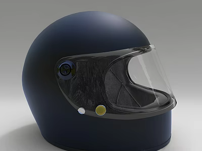 Essential Dark Blue Helmet With Transparent Visor And Side Adjustment Knobs 3d model