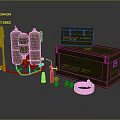 Tactical Weapon Military Equipment Set With Crates Cylinders Tools And Cables