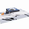 Modern Stylish Coffee Table With Marble Surface Black Base Featuring Magazine Camera And Oranges 3d model