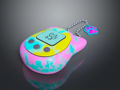 Colorful Kids Learning Computer With Screen Display Buttons And Paw Charm Chain Design 3d model