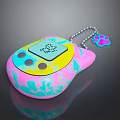 Colorful Kids Learning Computer With Screen Display Buttons And Paw Charm Chain Design