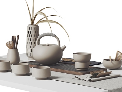 Japanese Tea Set Ornaments Teapot Tea Set 3d model