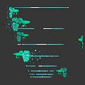 Cartoon Scene With Green Butterflies Around Blue Spiral On Dark Background With Reflection