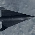 Sleek Black Fighter Jet Flying High Above Clouds Showcasing Advanced Aerodynamic Design