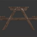 Wooden Outdoor Picnic Table Furniture With Attached Benches And Natural Design