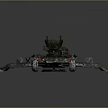 Military Field Artillery Gun With Long Barrel Camouflage Carriage And Wheels