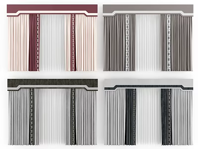 Modern Curtains With Multiple Design Styles Color Variations And Decorative Trims 3d model