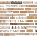 Various Wooden Fence Designs with Different Patterns and Structures for Outdoor Spaces 3d model