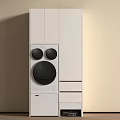 Modern White Built In Washing Machine With Cabinet In Laundry Room