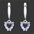Sparkling Heart Shaped Diamond Earrings In Silver Settings With Brilliant Cut