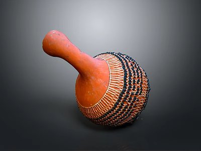 Orange Woven Decorative Vase For Home Furniture With Intricate Patterns 3d model
