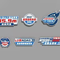Various Car Technical Badges Including Safety Systems Driver Assistance And Performance Data 3d model
