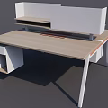 Modern Functional Desk With Wooden Desktop White Frame Storage Drawers And Divider Panel