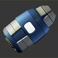 3D Rendered Blue Mechanical Device Featuring Shiny Surface Silver Stripes And Red Blades