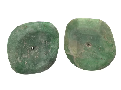 Natural Green Stone Decorative Objects With Textured Surfaces And Holes 3d model