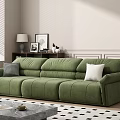 Modern Living Room Interior Design With Green Sofa Gray Coffee Table And Checkered Rug