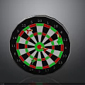 Classic Dartboard With Red Green White Sections And Darts Stuck In Target