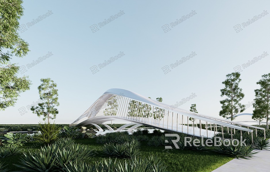 modern bridge landscape bridge curve landscape bridge landscape corridor bridge landscape structure rain bridge model