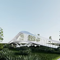 modern bridge landscape bridge curve landscape bridge landscape corridor bridge landscape structure rain bridge 3d model