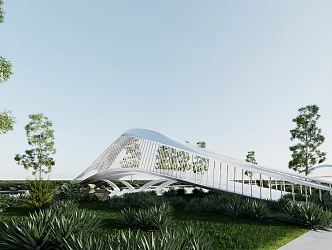 modern bridge landscape bridge curve landscape bridge landscape corridor bridge landscape structure rain bridge 3d model