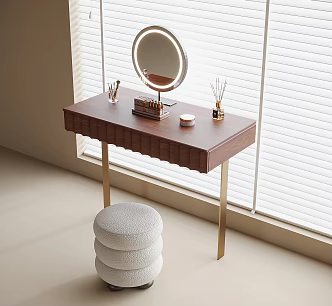 French dresser dressing stool 3d model
