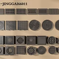 Gray Drain Covers With Various Grid Patterns And Different Shapes Collection 3d model