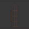 Decorative Metal Birdcage with Hanger Cylindrical Design and Grilled Base for Home Decor
